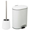 5Five Toilet accessoires set - WC-borstel/pedaalemmer 6L - wit - Toiletaccessoireset