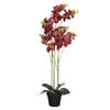 Mica Decorations Orchidee bloem kunstplant - rood - H90 x B30 cm - Kunstplanten