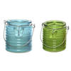 Citronella kaars - in windlicht - 2x - blauw en groen - 20 branduren - citrusgeur - geurkaarsen