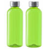 Kunststof waterfles/drinkfles/sportfles - 2x - groen - met RVS dop - 600 ml - Drinkflessen