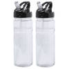 Kunststof waterfles/drinkfles/sportfles - 2x - transparant - met drinktuit - 650 ml - Drinkflessen