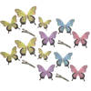 Othmar Decorations Decoratie vlinders op clip 12x stuks - geel/paars/blauw/roze - Hobbydecoratieobject