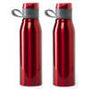 Aluminium waterfles/drinkfles - 2x - metallic rood - met schroefdop - 700 ml - Drinkflessen