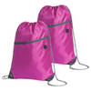 Sport gymtas/rugtas - 2x - roze - 34 x 44 cm - polyester - met rijgkoord - Gymtasje - zwemtasje