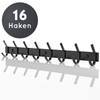 VOLCAN Wandkapstok - Muur Kapstok Hangend - RVS - 16 Hangers - Industrieel - 3M Tape - Zwart