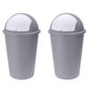 2x stuks vuilnisbak/afvalbak/prullenbak grijs met deksel 50 liter - Prullenbakken