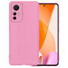 Basey Xiaomi 12 Lite Hoesje Siliconen Back Cover Case - Xiaomi 12 Lite Hoes Silicone Case Hoesje - Licht Roze