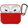 Basey Hoes Voor AirPods 3 Hoesje Shock Case Met Karabijnhaak - AirPods 3 Case Shock Hoes Cover - Rood