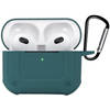 Basey Hoes Voor AirPods 3 Hoesje Shock Case Met Karabijnhaak - AirPods 3 Case Shock Hoes Cover - Donker Groen