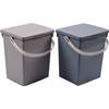 Discountershop® 2x Opbergbox afsluitbare multibox 4.5 liter 23x16x13.5 cm Grijs/blauw