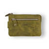 Stijlvolle Olive Leren Portemonnee met Rits - Dames - 4 east - 13x1.5x8.5cm - Echt Leder - Binnen 1 vak - Voorkant met 1