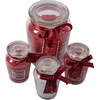 Set van 4 Heerlijke zoete Geurkaars in glas berry Rood/Wit 10x15 cm XL 72/ S 11 branduren