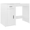 The Living Store Bureau - Hoogglans wit - 100x49x75cm - Duurzaam materiaal - Voldoende opbergruimte - Praktische deur -