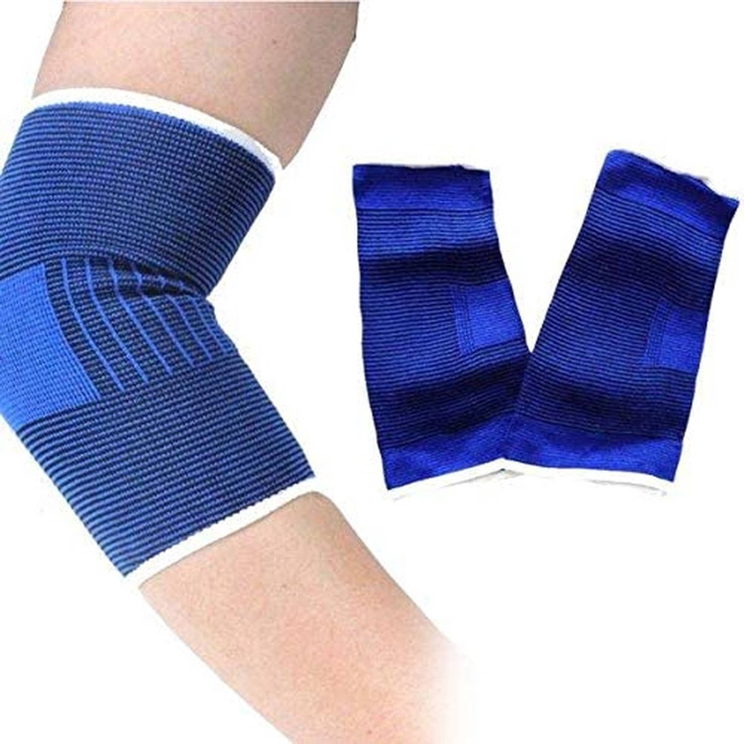 Bandages Elleboogbeschermers maat Small - 2 stuks - blauw - Elleboog brace elastisch 2 stuks