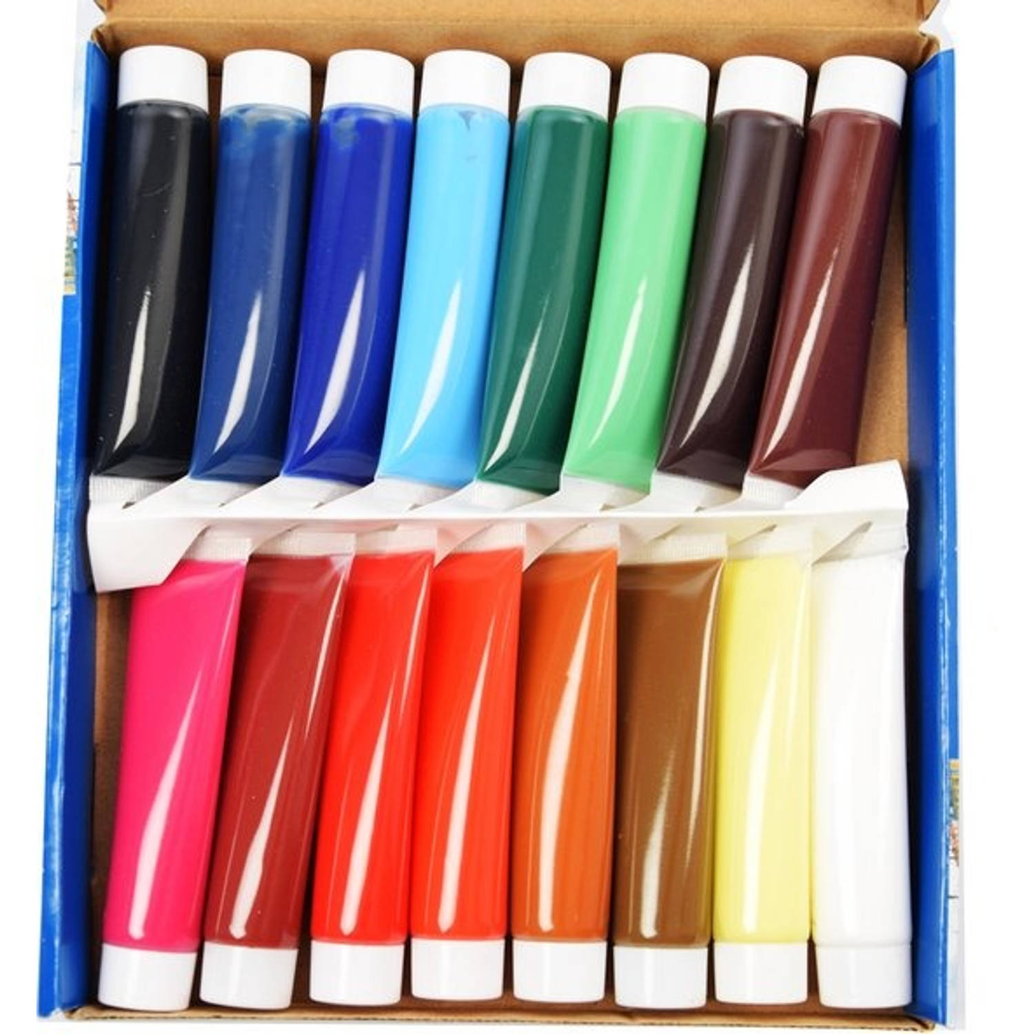 Acrylverf tubes in 16 kleuren 36 ml - Hobby/knutselmateriaal - Schilderij maken - op waterbasis - Verschillende Blokker