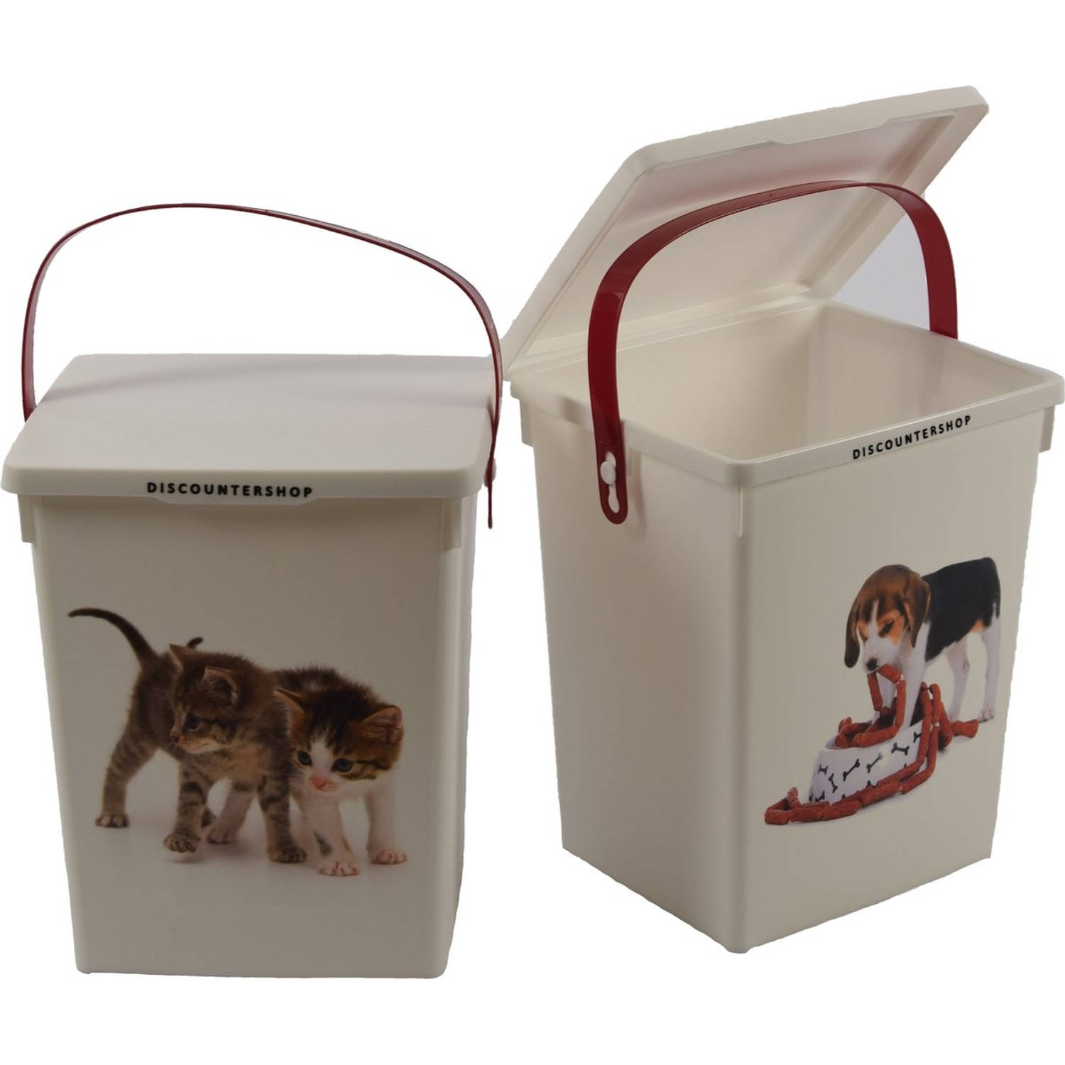 2 stuks Voedselcontainer Kattenbak en hondenbak-4liter - Kattencontainer - Katten- honden -Dierenvoederbox