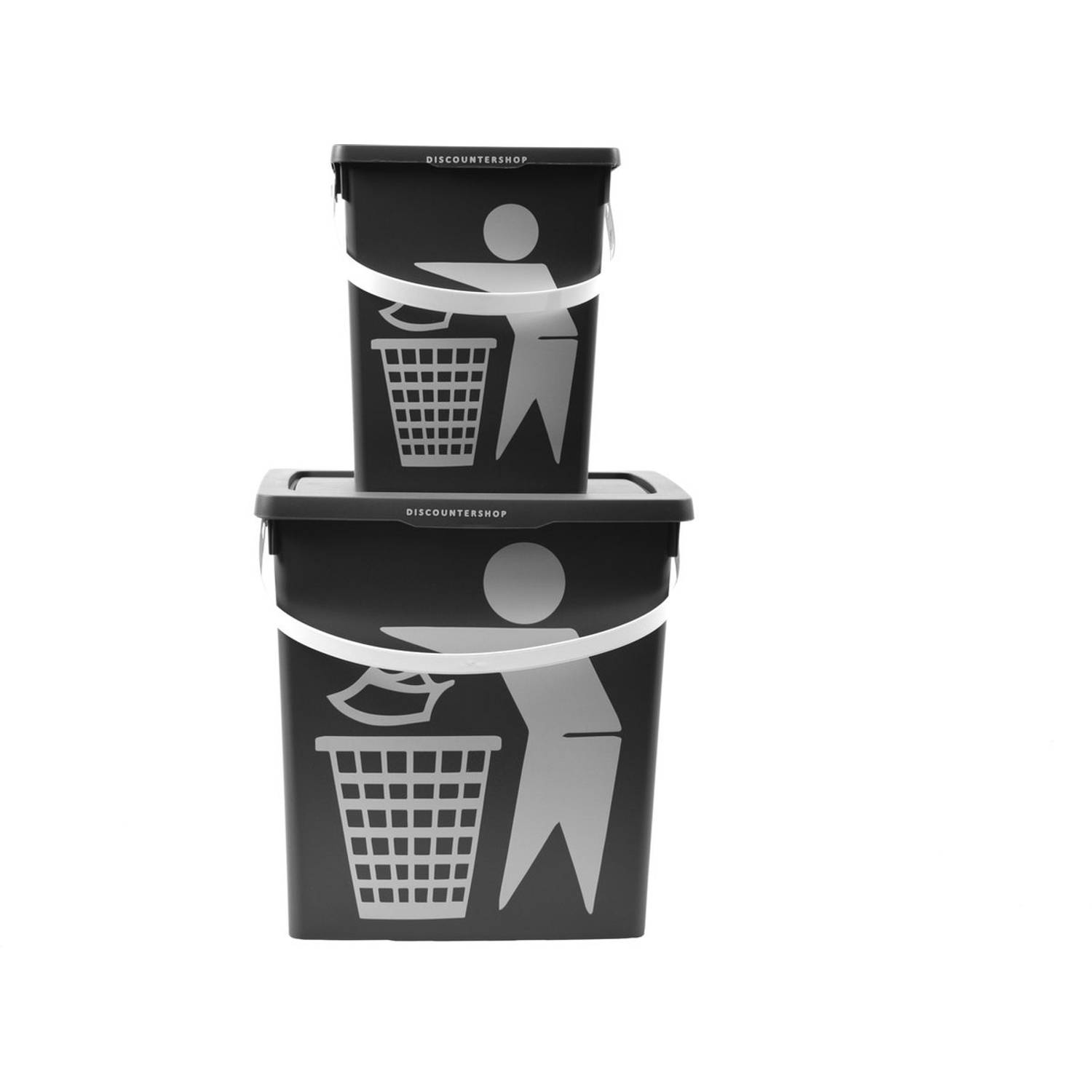 Handig klein afvalbak Afvalemmer containertje| 100% BIO recyclable | 30.8x25x14 cm| organisch afval 11/4.5 liter Grijs | 2 Stuks