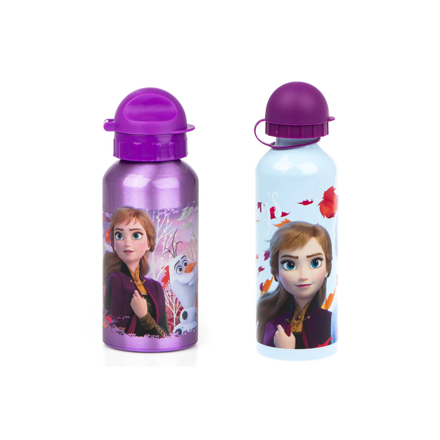 Disney Frozen Kinderdrinkfles veiligheidssluiting 2 stuks- per fles 500 ML - Drinkbeker - Frozen Disney aluminium fles