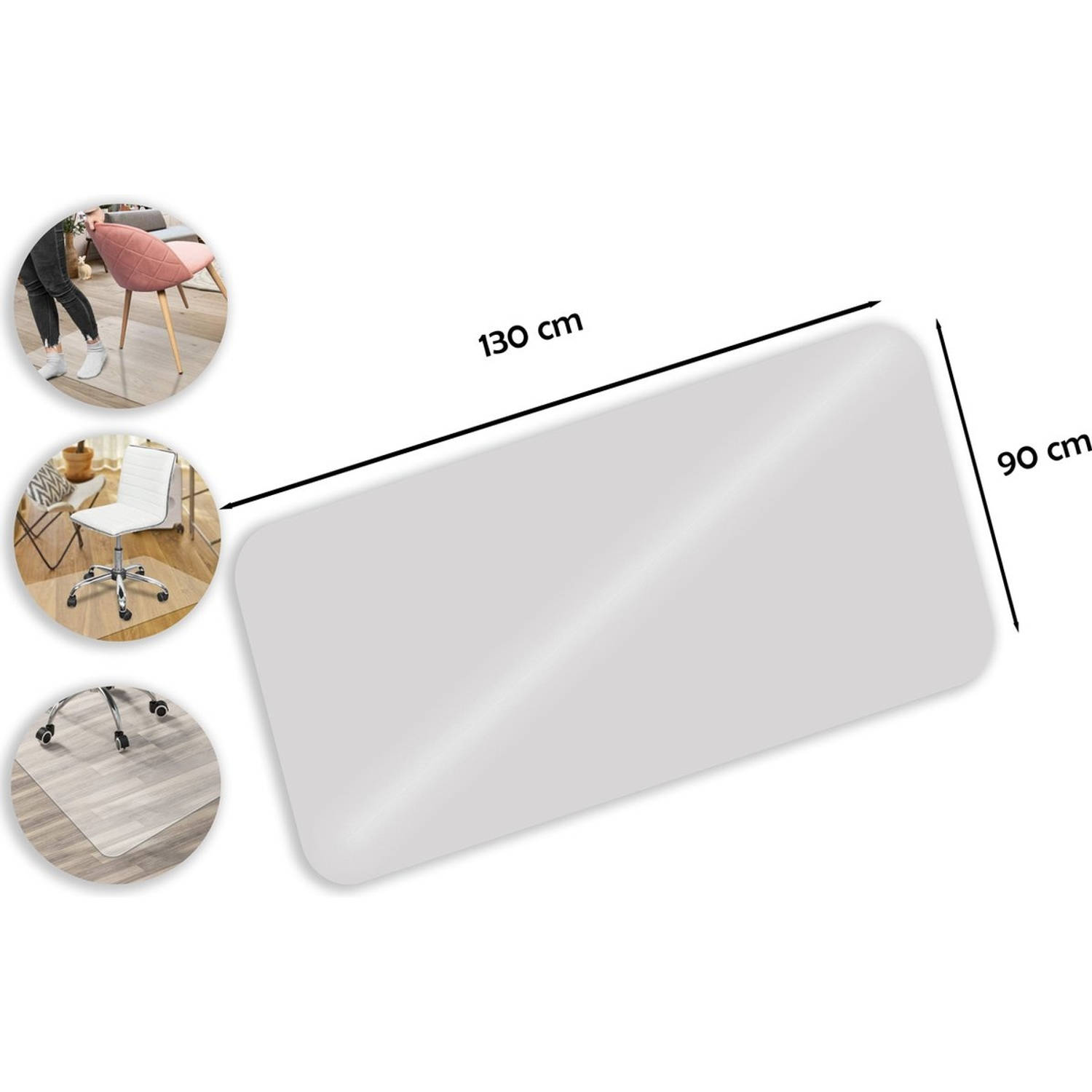 Vloerbeschermer bureaustoel PVC - vloerbeschermer voor harde vloeren 130cm x 90 cm- Beschermmat