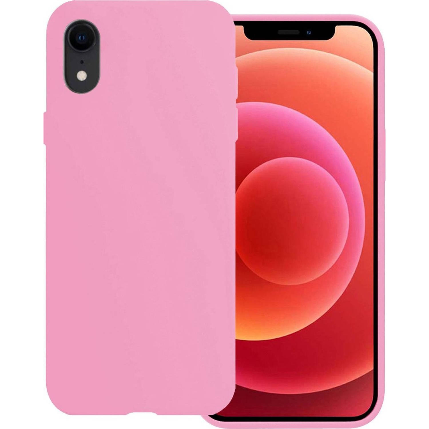 Basey iPhone XR Hoesje Siliconen Hoes Case Cover iPhone XR-Lichtroze