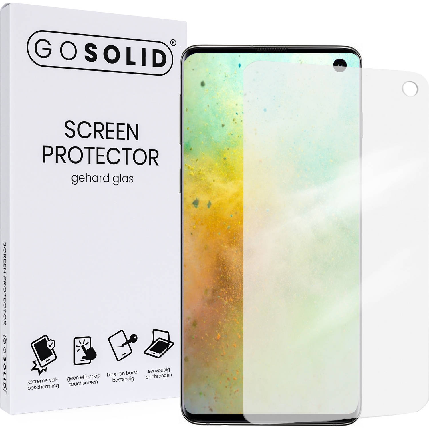 GO SOLID! ® Screenprotector Samsung Galaxy S10 - gehard glas