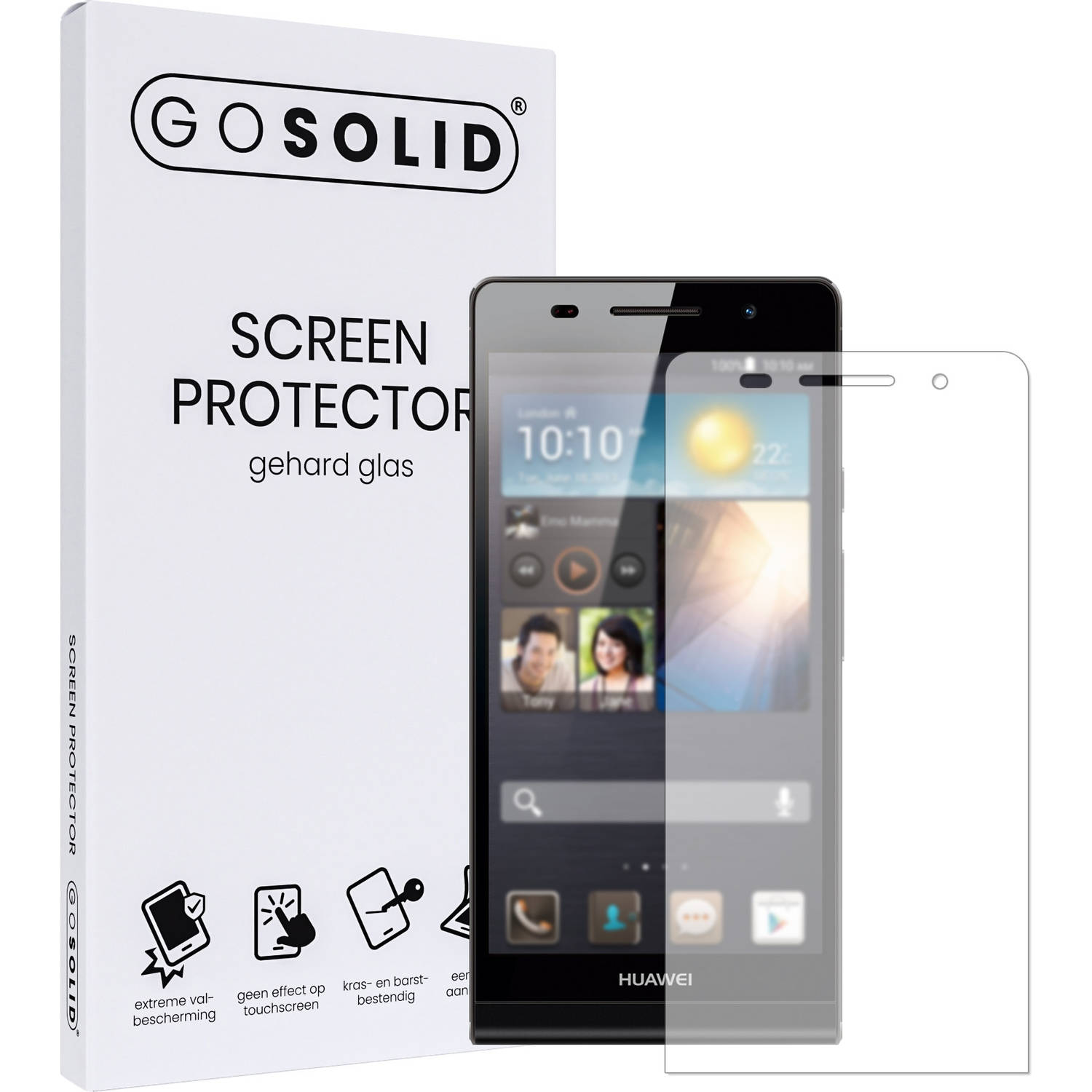 GO SOLID! screenprotector Huawei Ascend P6 - gehard glas