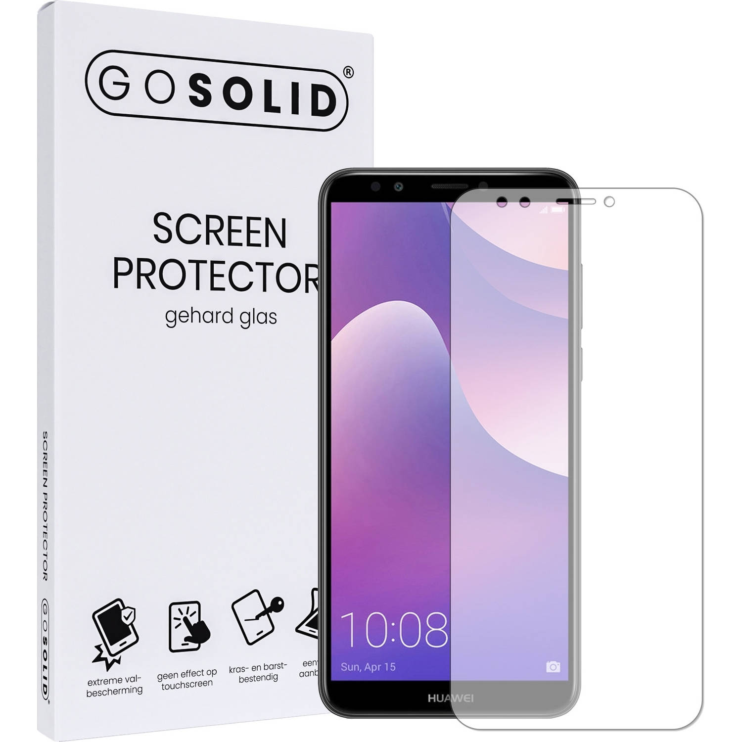 GO SOLID! ® Huawei Y7 (2018) screenprotector - gehard glas
