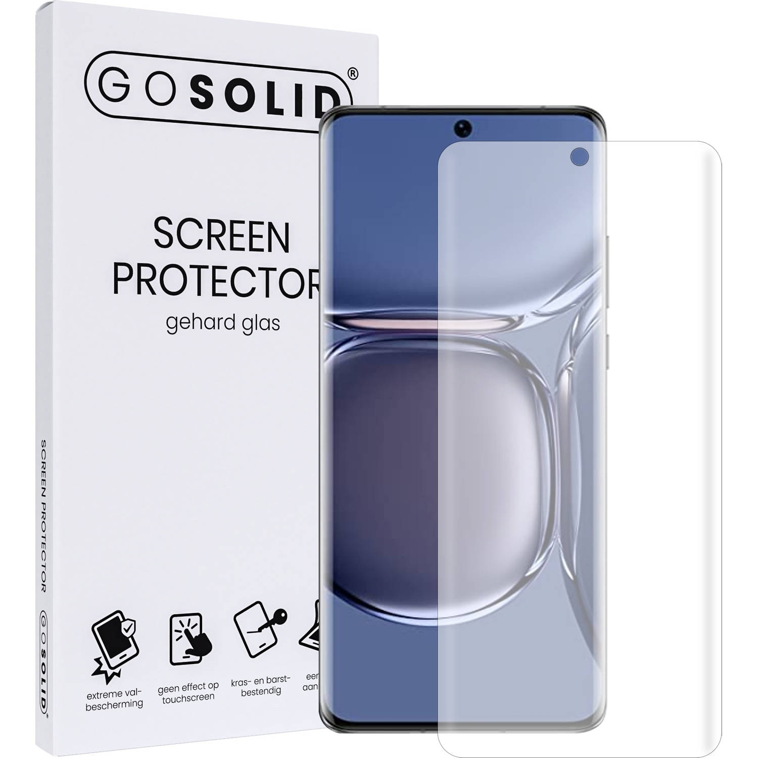 GO SOLID! Screenprotector voor Huawei P50 Pro gehard glas