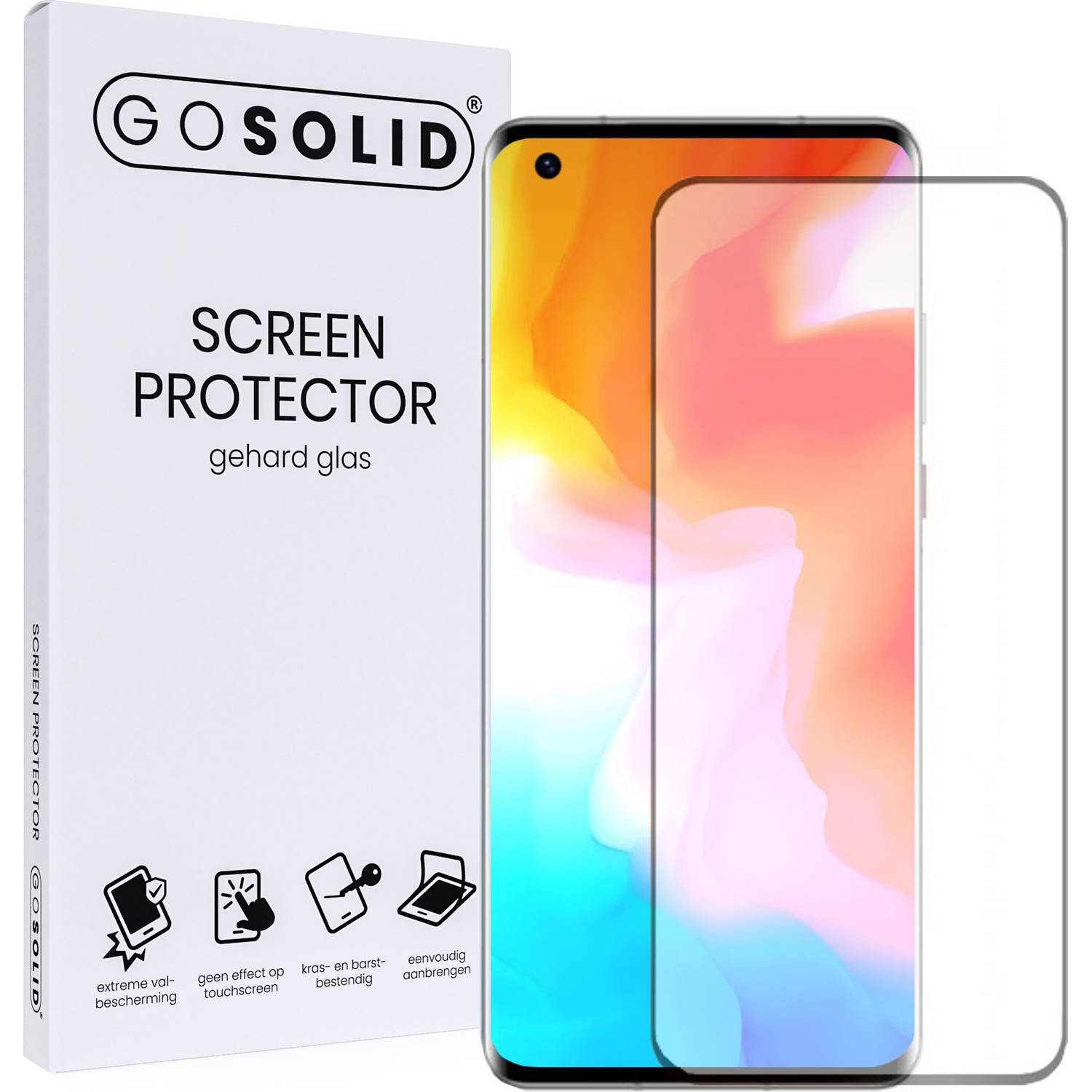 GO SOLID! Screenprotector voor Oneplus 9 gehard glas