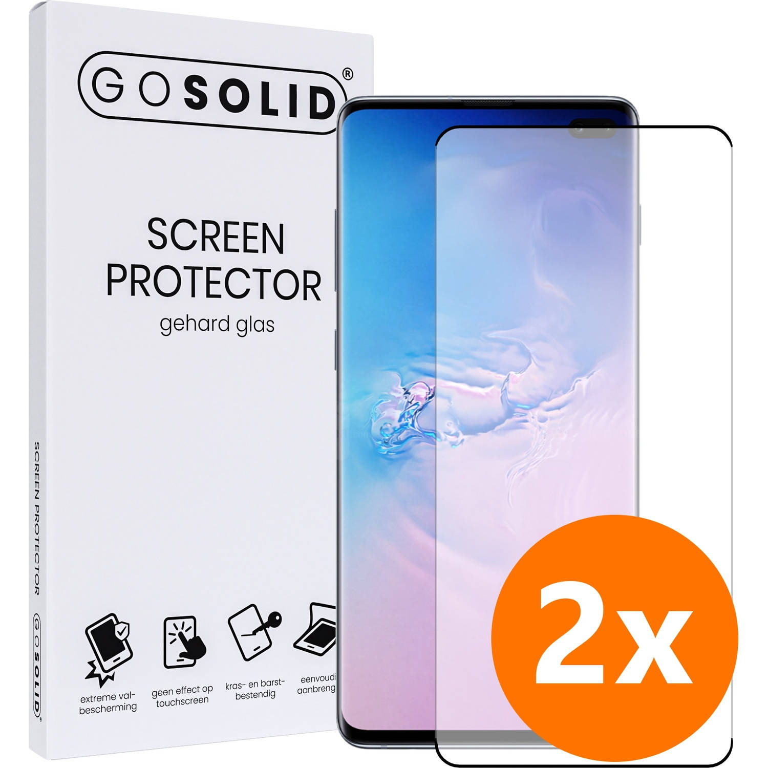 Go Solid! Samsung Galaxy S10 Plus Screenprotector Gehard Glas Duopack