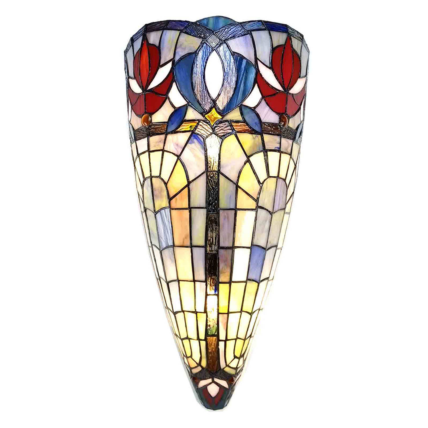 Haes Deco Wandlamp Tiffany Blauw 26x15x52 Cm E27-max 2x60w