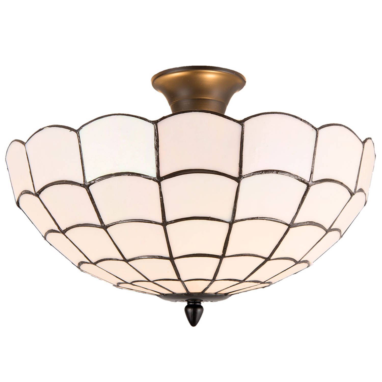 HAES DECO - Plafondlamp Tiffany Wit Ø 40x30 cm E14/max 2x40W