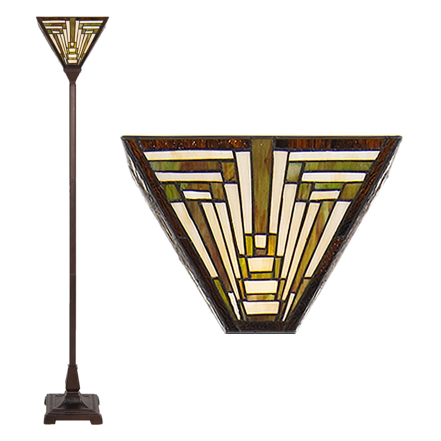 Haes Deco Tiffany Vloerlamp Meerkleurig 31x31x187 Cm