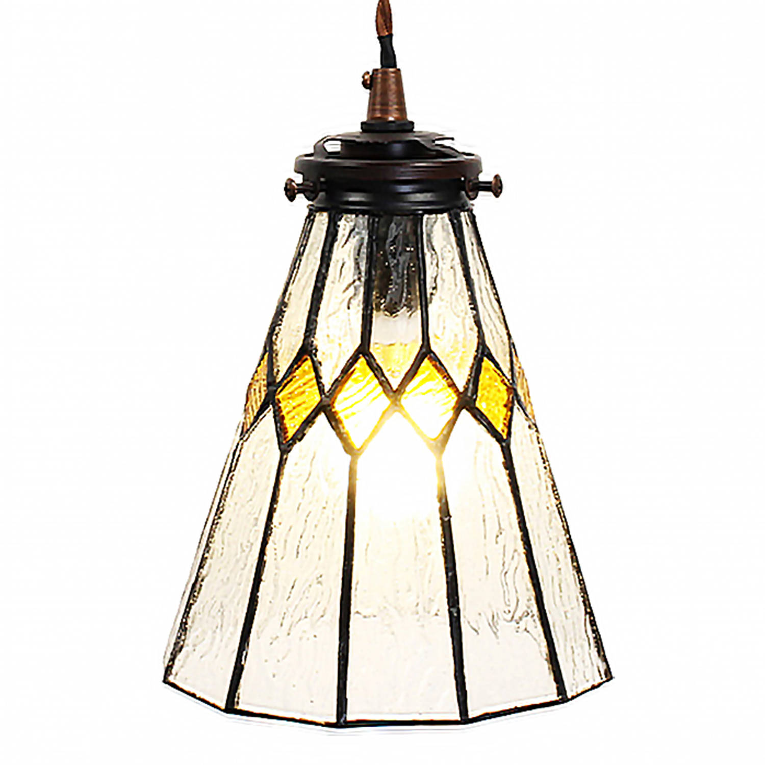 HAES DECO Hanglamp Tiffany Transparant Ø 15x115 cm E14-max 1x40W