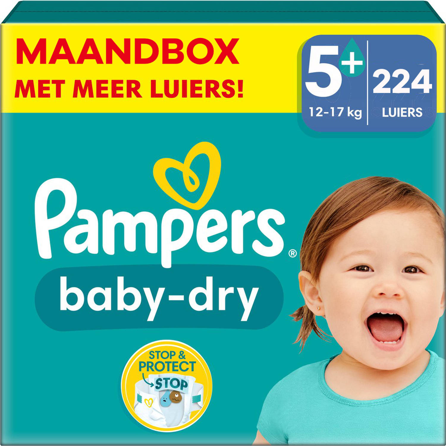 Pampers Baby Dry Maat 5+ Maandbox- 224 Stuks 12-17 Kg