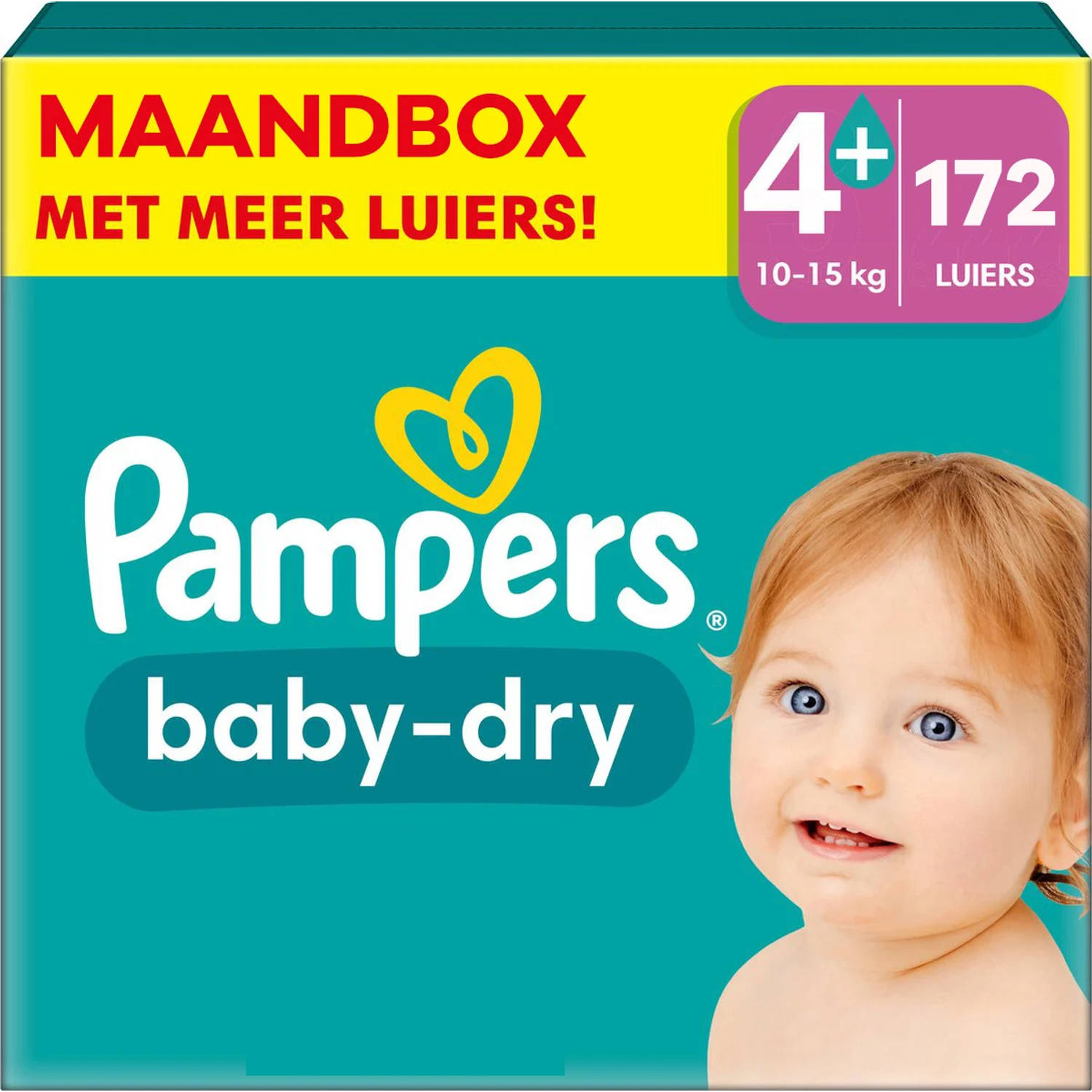 Pampers Baby Dry Maat 4+ Maandbox 172 Stuks 10-15 Kg