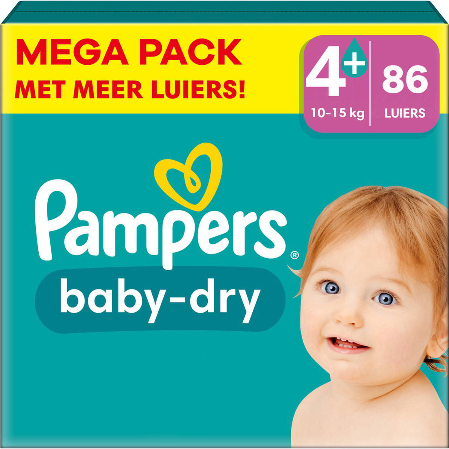Pampers Baby Dry Maat 4+ Mega Pack 86 Stuks 10-15 Kg
