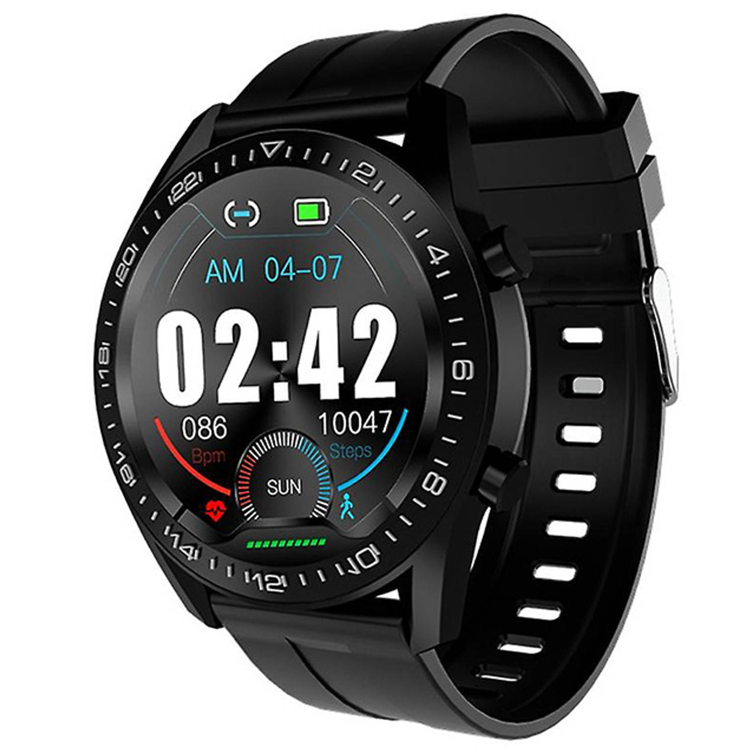 Adwear Swi12 Smartwatch Klassiek Rond Design Aluminium