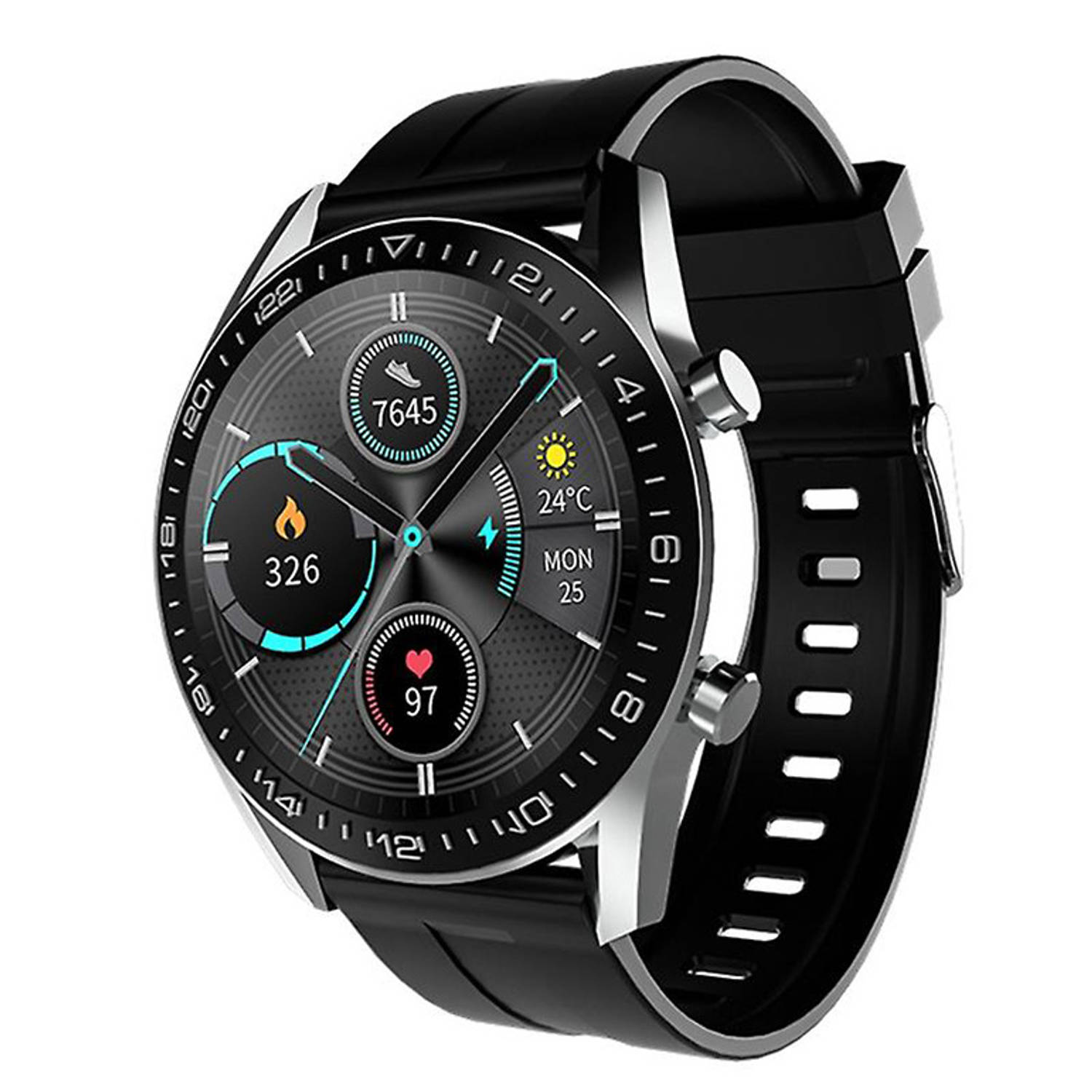 Adwear Swi12 Smartwatch Klassiek Rond Design Aluminium