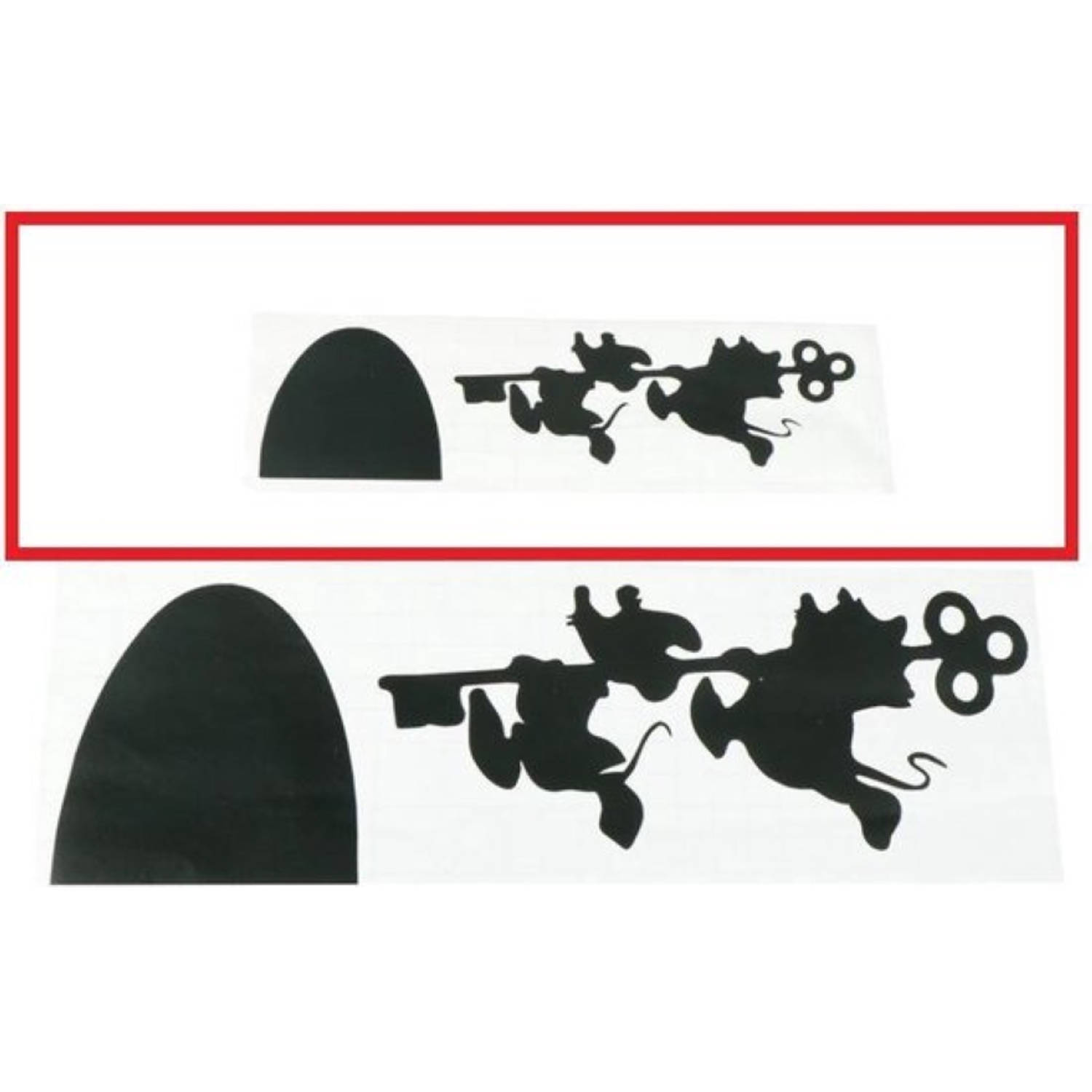 Muursticker Plintsticker Zwart Muizen met sleutel lopen naar links 18 cm x 6 cm woonkamer zolder slaapkamer