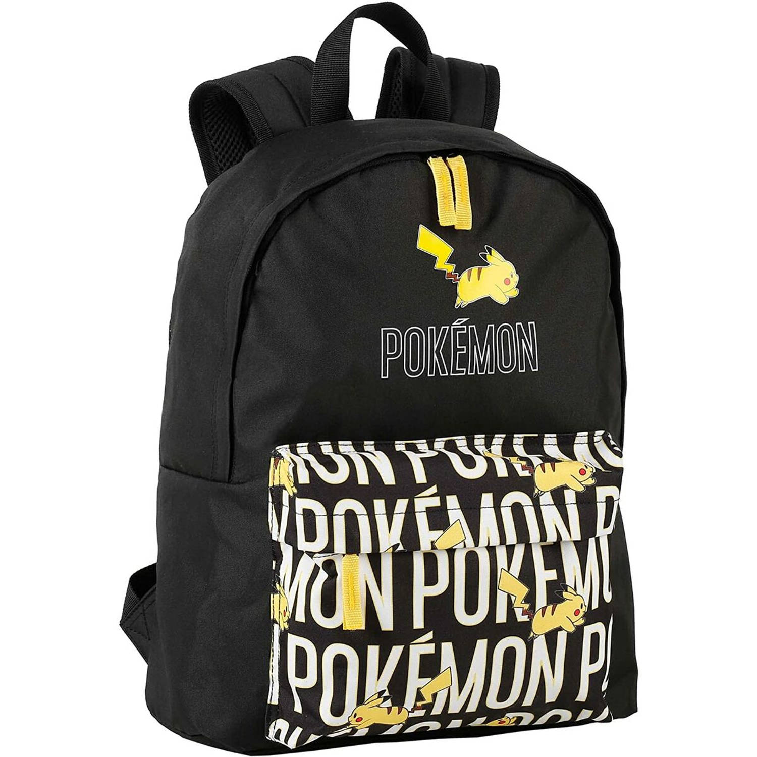 Schoolrugzak Pokémon Pikachu Zwart Aan te passen aan rugzaktrolley Vak voor notitieboekje (tot 15.6