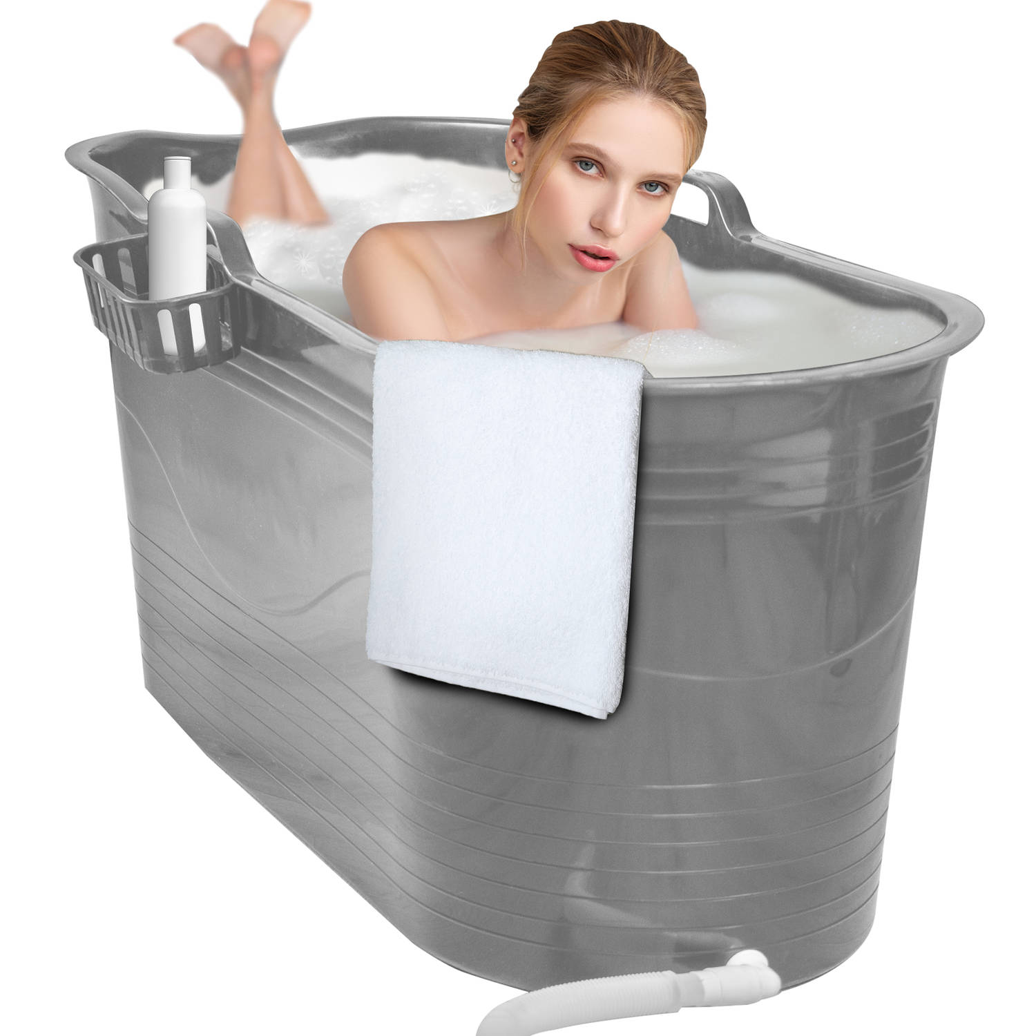 LIFEBATH Zitbad Mira Bath Bucket XL 400L Ligbad 122 cm Grijs