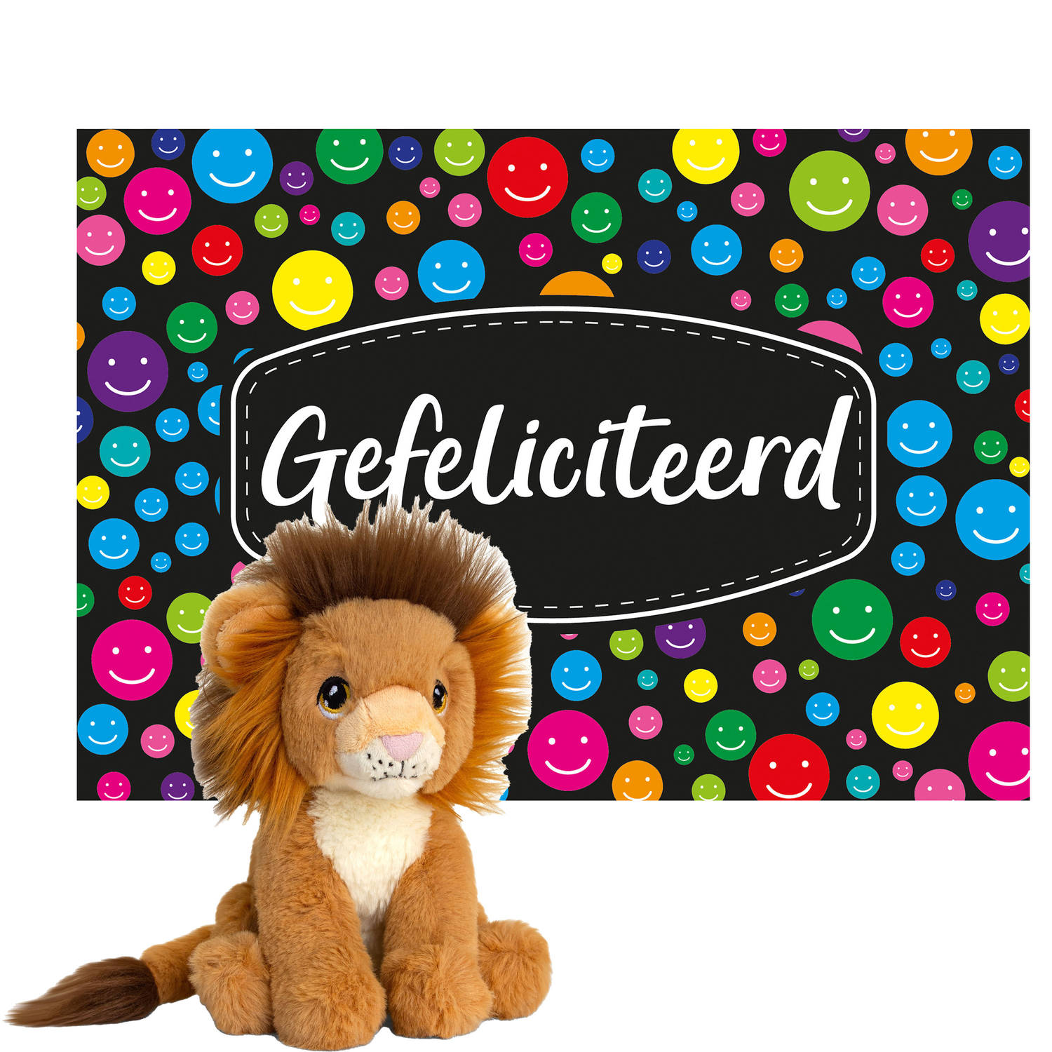 Keel Toys Cadeaukaart Gefeliciteerd Met Knuffeldier Leeuw 18 Cm Knuffeldier