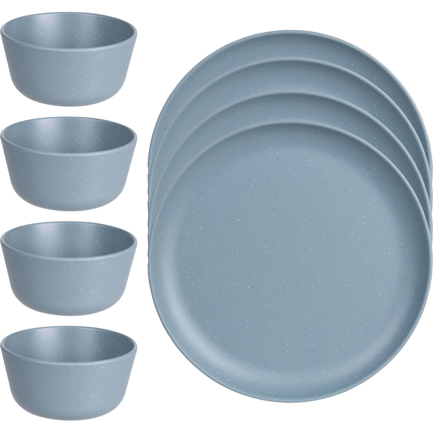 Karu diagonaal weerstand Camping ontbijt servies set - borden/kommetjes - 8-delig - blauw -  kunststof - Campingborden | Blokker