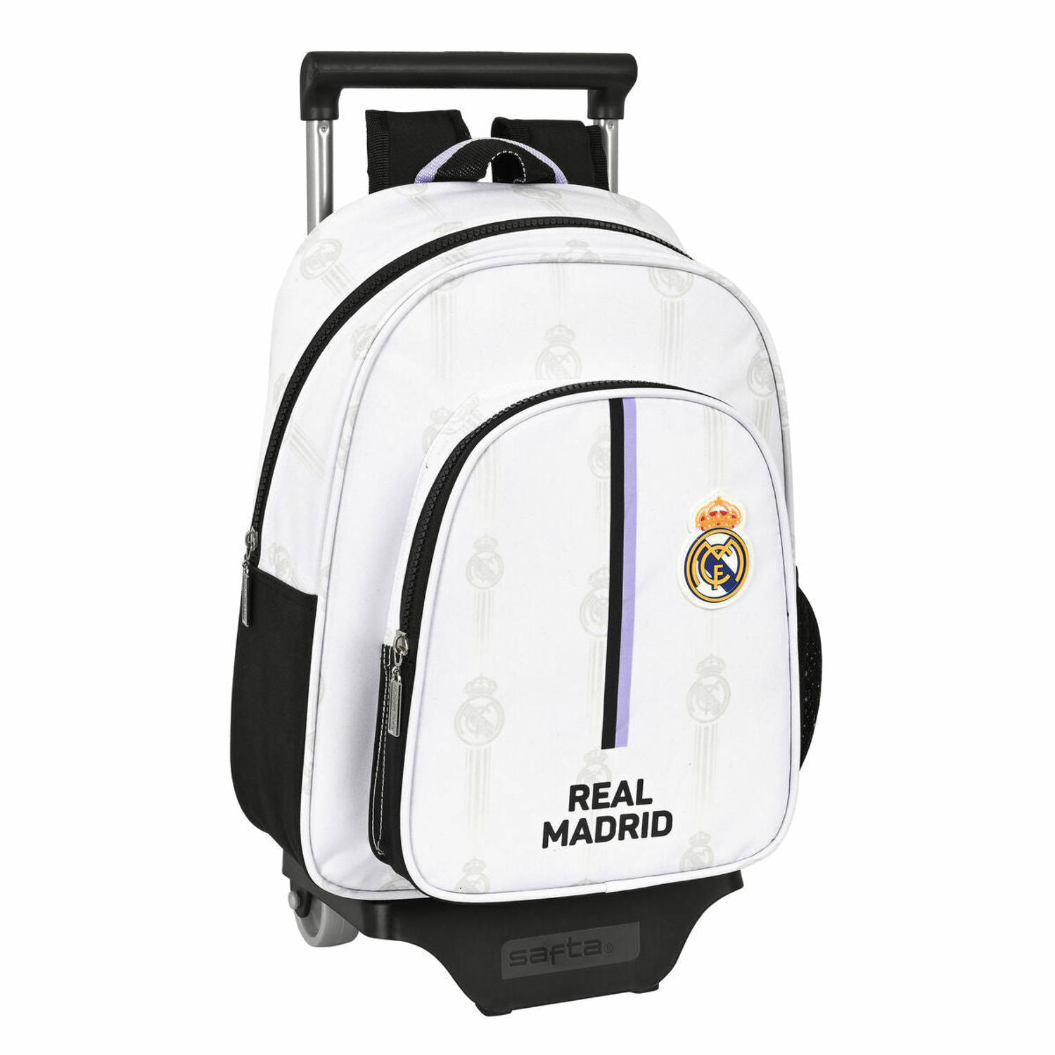 Schoolrugzak met Wielen Real Madrid C.F. Zwart Wit (28 x 34 x 10 cm)