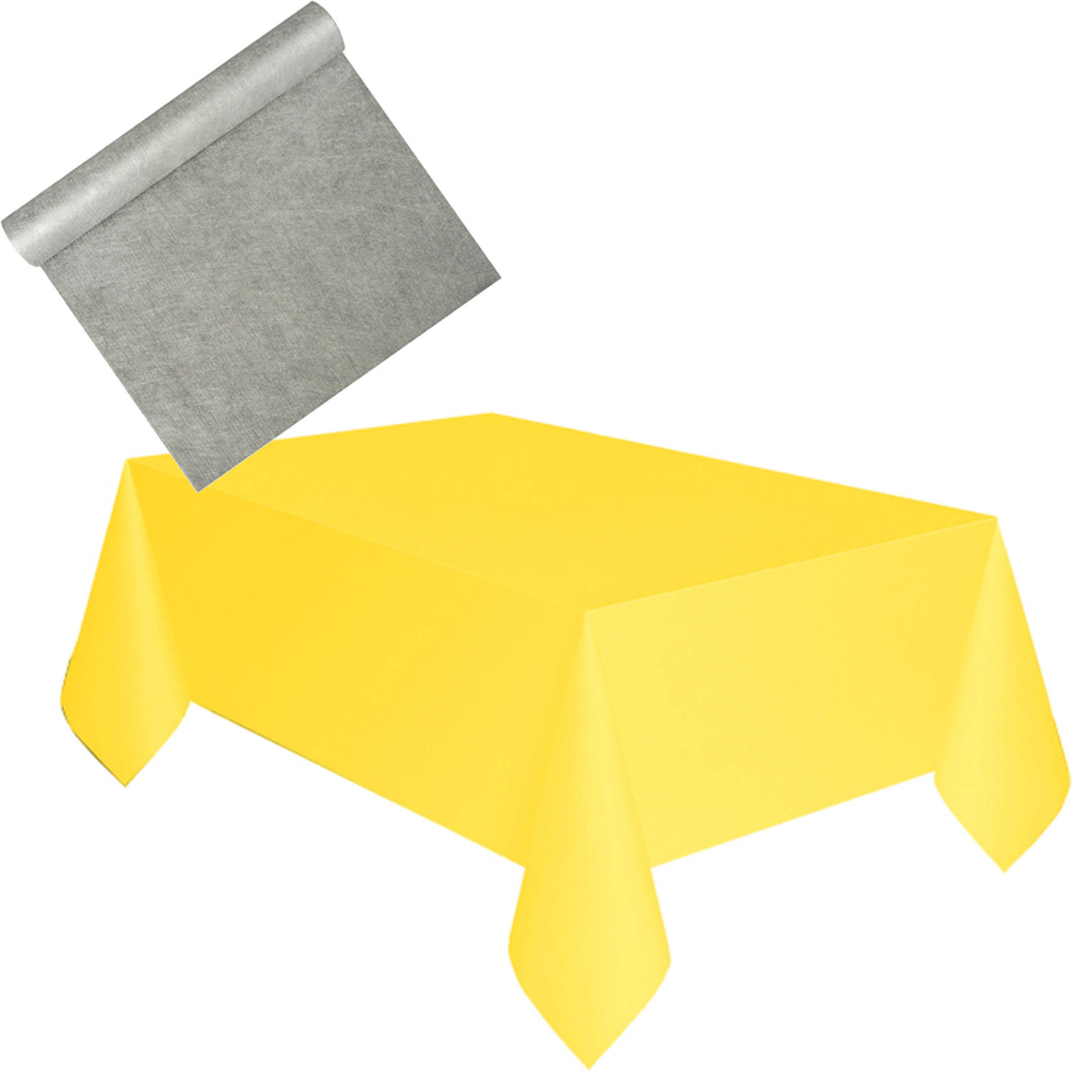 Herformuleren vernieuwen Maken Tafelkleed met loper op rol - polyester - geel - zilver - 120 x 180 cm -  Feesttafelkleden | Blokker
