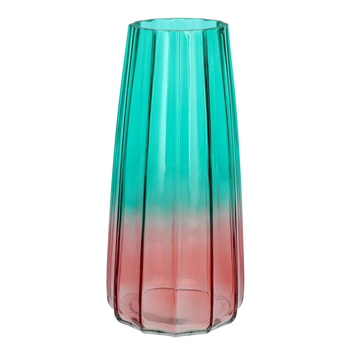 Bloemenvaas Blauw-roze Transparant Glas D10 X H21 Cm Vazen