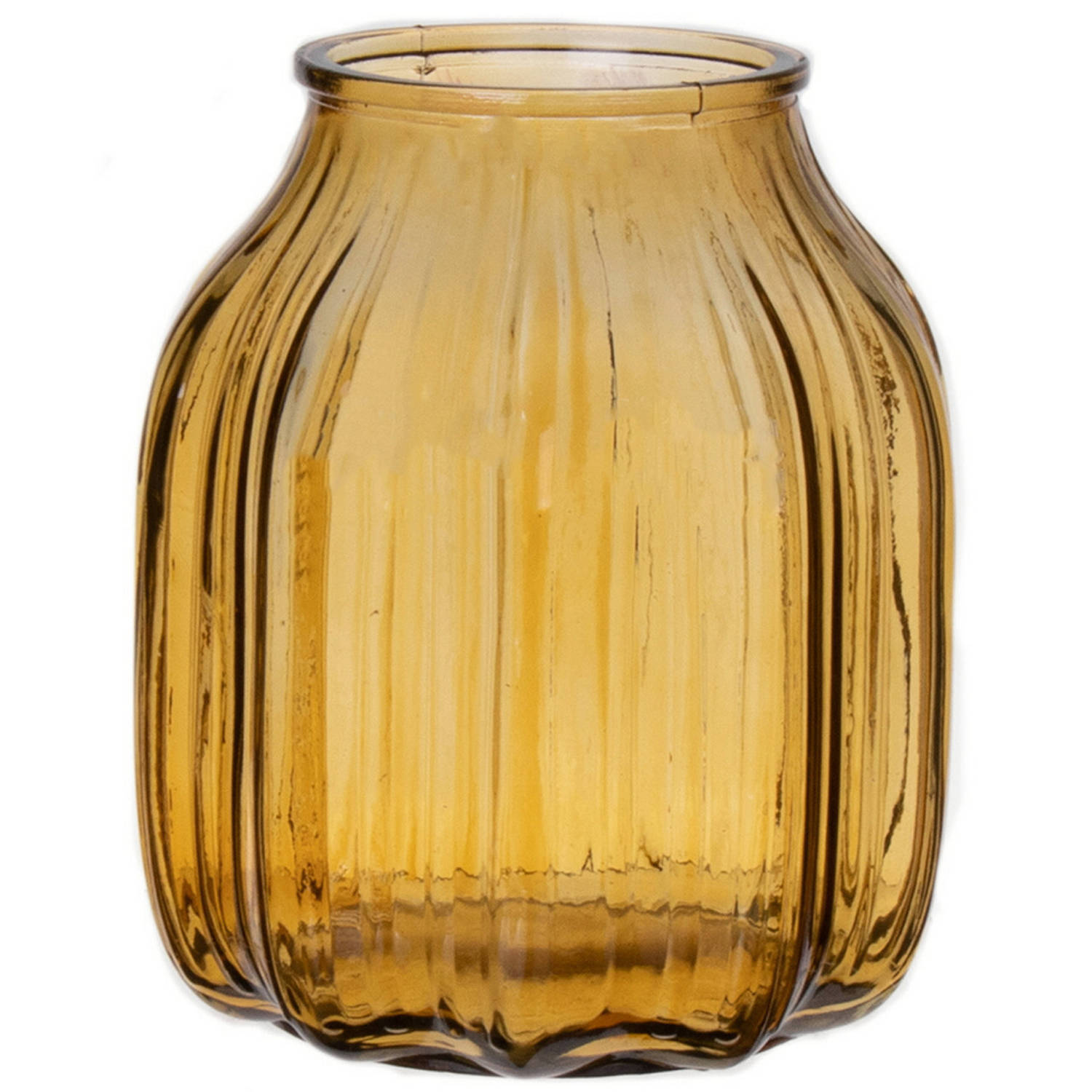 Bloemenvaas Klein Geel Transparant Glas D14 X H16 Cm Vazen