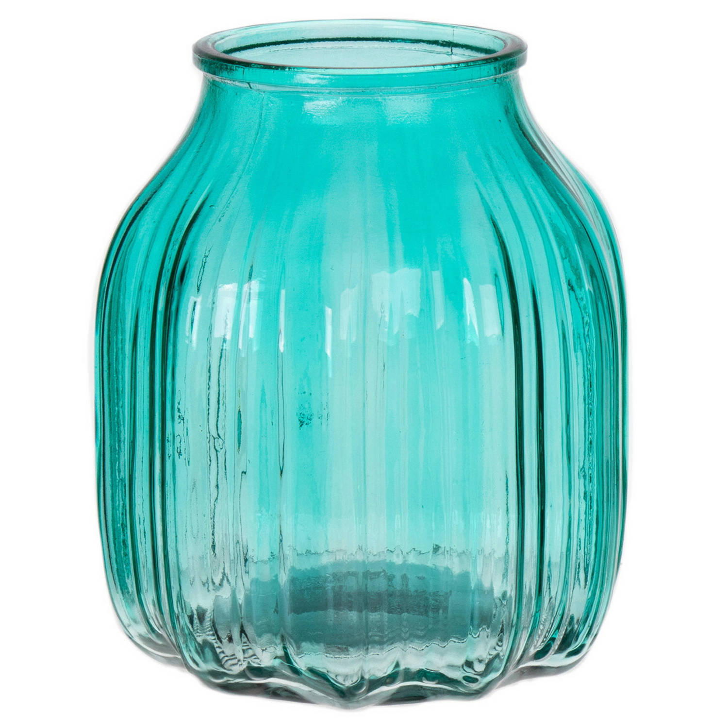 Bloemenvaas Klein Turquoise Blauw Transparant Glas D14 X H16 Cm Vazen
