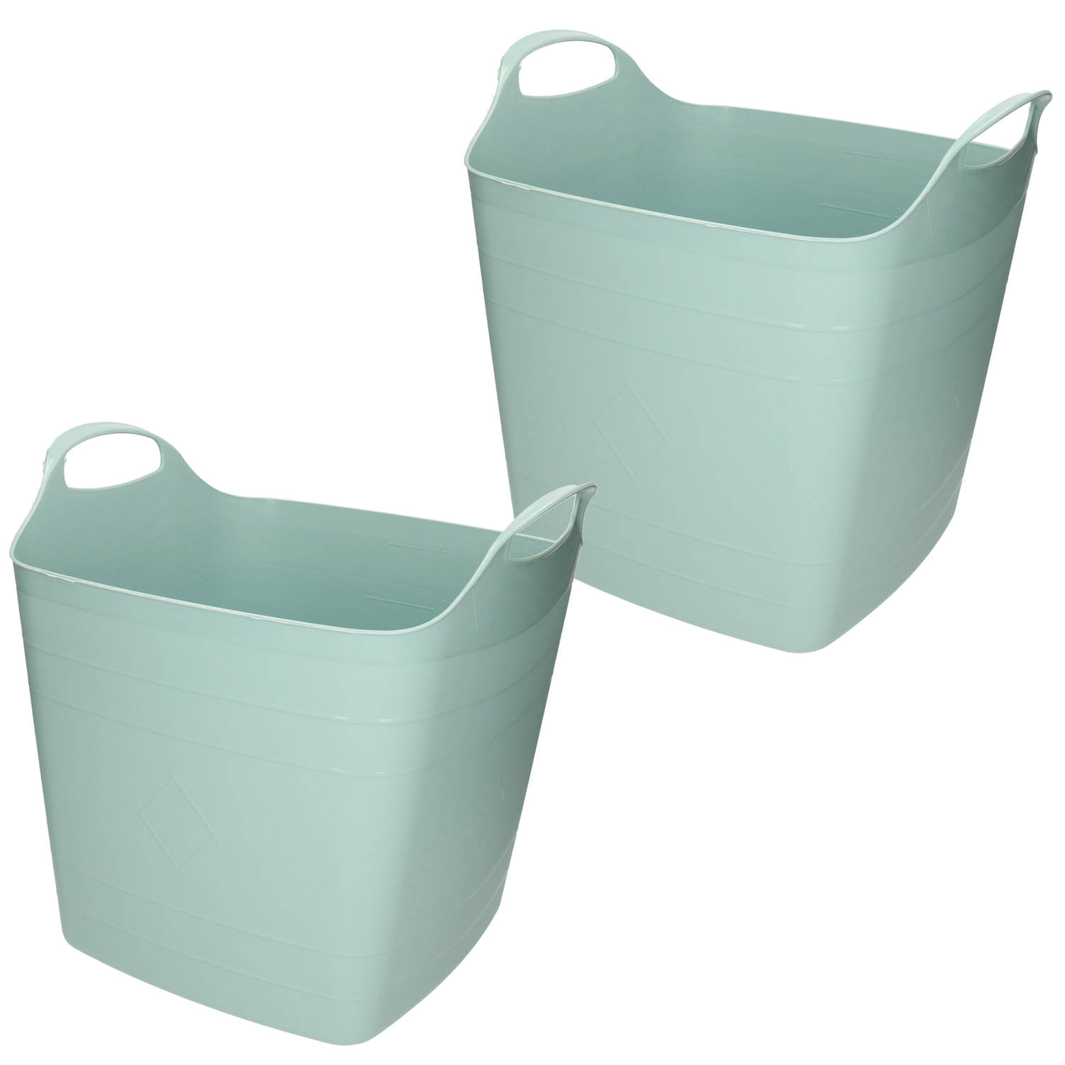 2x stuks bathroom Solutions Kuip - flexibel - emmer - groen - 25 liter - Wasmanden